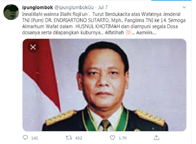 [Cek Fakta] Mantan Panglima TNI Endriartono Sutarto Meninggal Dunia, Hoaks