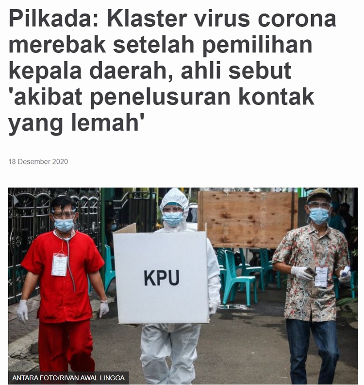 [Cek Fakta] Benarkah Tidak Ada Klaster Covid-19 Saat Pilkada? Ini Faktanya