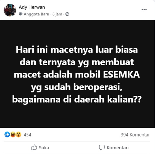 [Cek Fakta] Jalanan Macet karena Mobil Esemka Beroperasi? Ini Faktanya