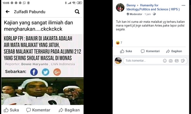 [Cek Fakta] Banjir di Jakarta adalah Air Mata Malaikat yang Terharu pada Alumni 212, Benarkah?