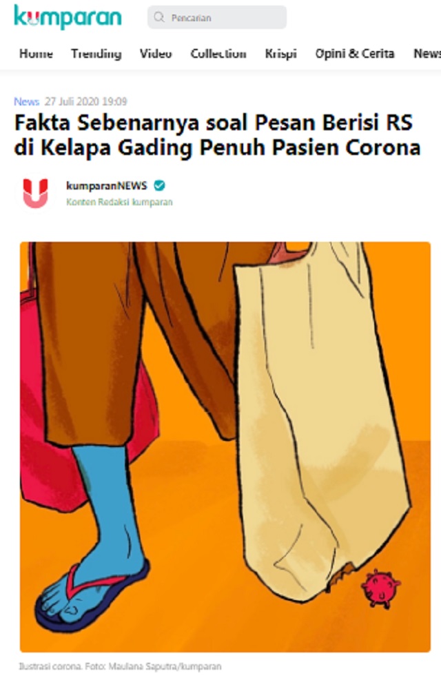 [Cek Fakta] Setiap Hari Puskesmas di Kelapa Gading Rujuk 10 Pasien Covid-19 ke Wisma Atlet? Ini Faktanya
