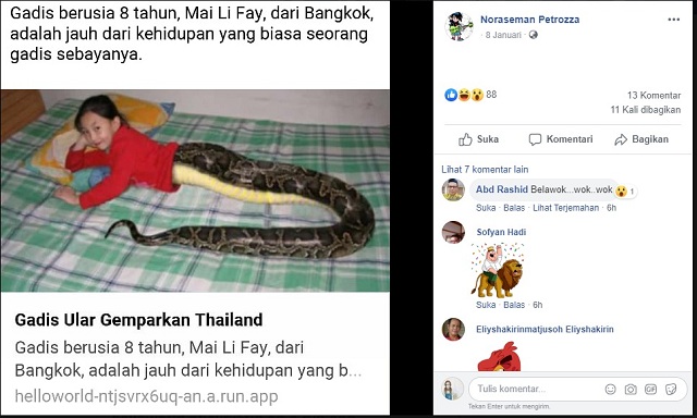 [Cek Fakta] Penampakan Gadis Bertubuh Ular Gemparkan Thailand? Ini Faktanya