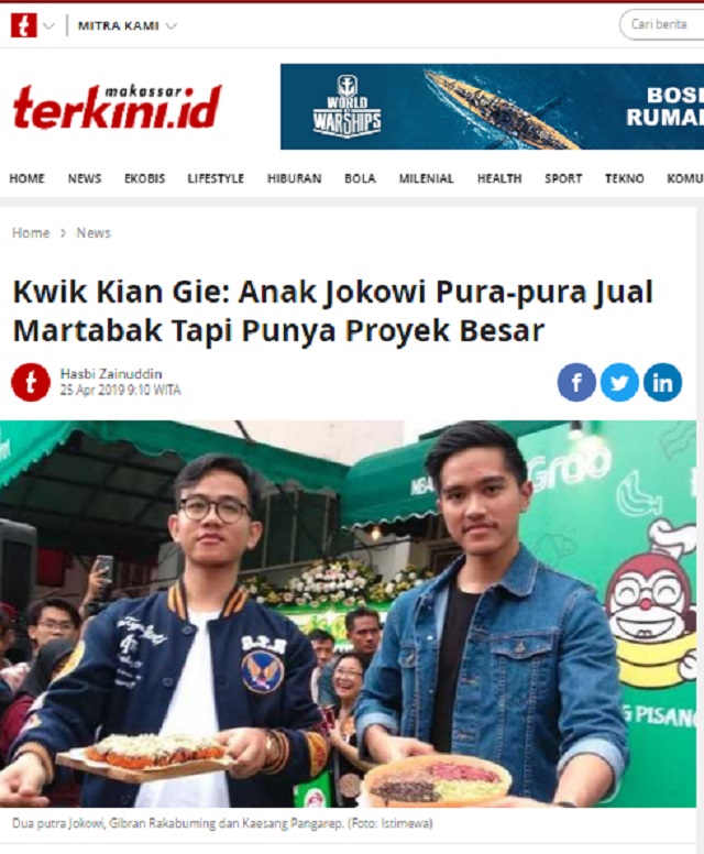 [Cek Fakta] Kwik Kian Gie Bilang Anak Jokowi Pura-pura Jual Martabak tapi Punya Proyek Besar? Ini Faktanya