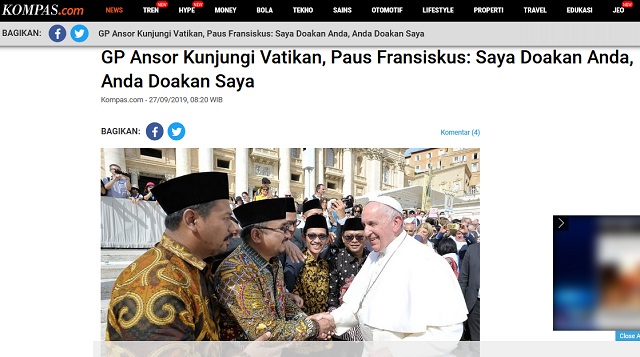 [Cek Fakta] Pejabat NU Rebutan Mencium Tangan Paus Fransiskus?