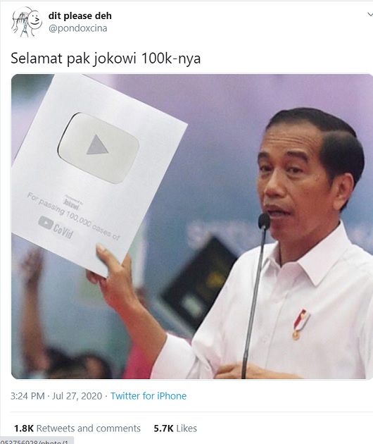Cek Fakta Presiden Jokowi Mendapatkan Silver Play Button Covid 19 Ini Faktanya
