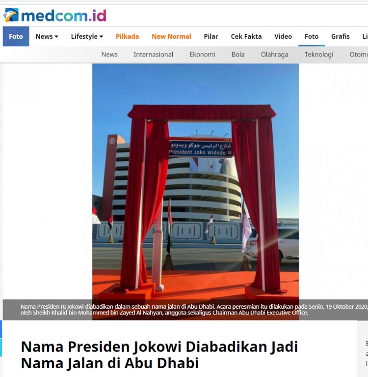[Cek Fakta] Nama Jalan Presiden Jokowi di Abu Dhabi Berkat Jasa Habib Rizieq? Ini Faktanya