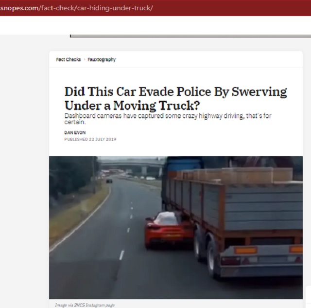 [Cek Fakta] Video Viral Mobil Sport Lewati Kolong Truk Trailer? Ini Faktanya