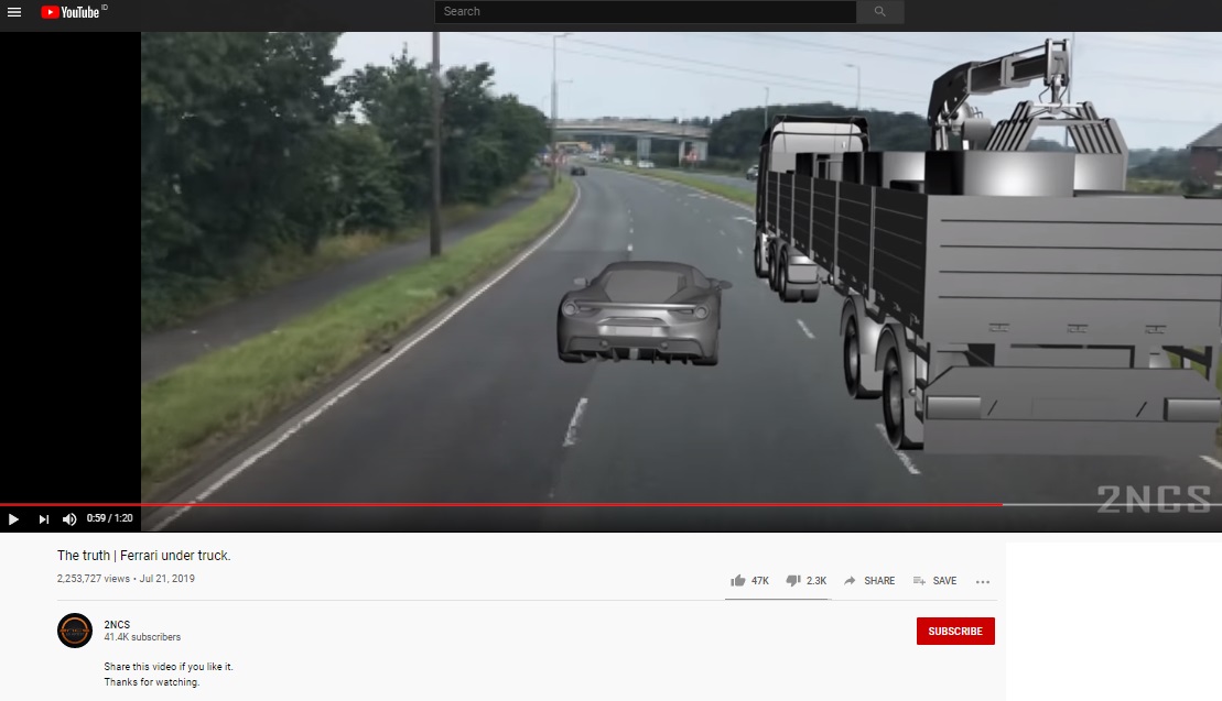 [Cek Fakta] Video Viral Mobil Sport Lewati Kolong Truk Trailer? Ini Faktanya