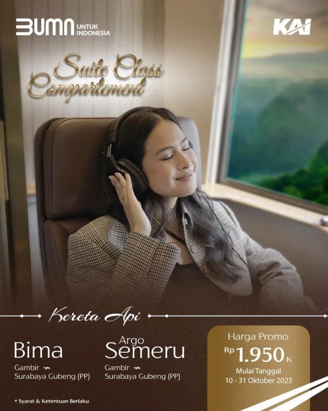 KAI Resmi Jual Tiket Kereta Suite Class Compartment, Harga Promo Rp1,95 Juta