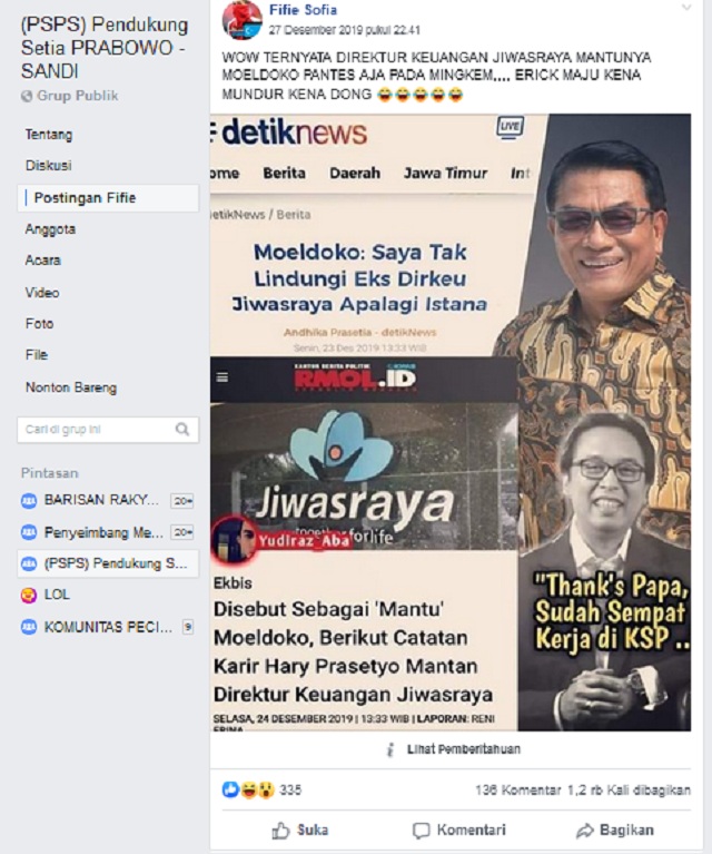 Erick Thohir Diam soal Kasus Jiwasraya karena Mantan Dirkeu Menantu Moeldoko? Ini Faktanya