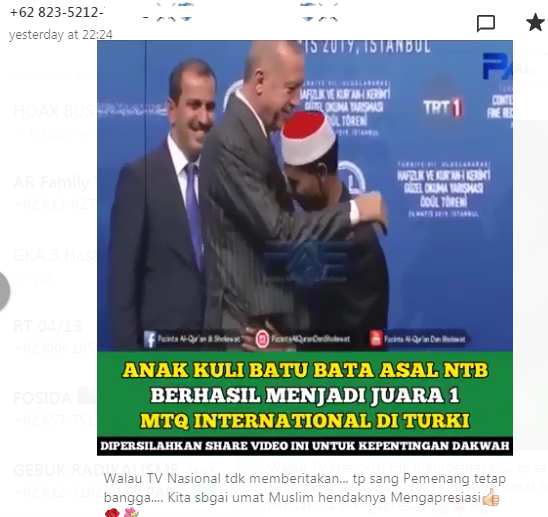[Cek Fakta] Benarkah TV Nasional tidak Memberitakan Anak Indonesia Juara 1 MTQ Internasional di Turki? Ini Faktanya