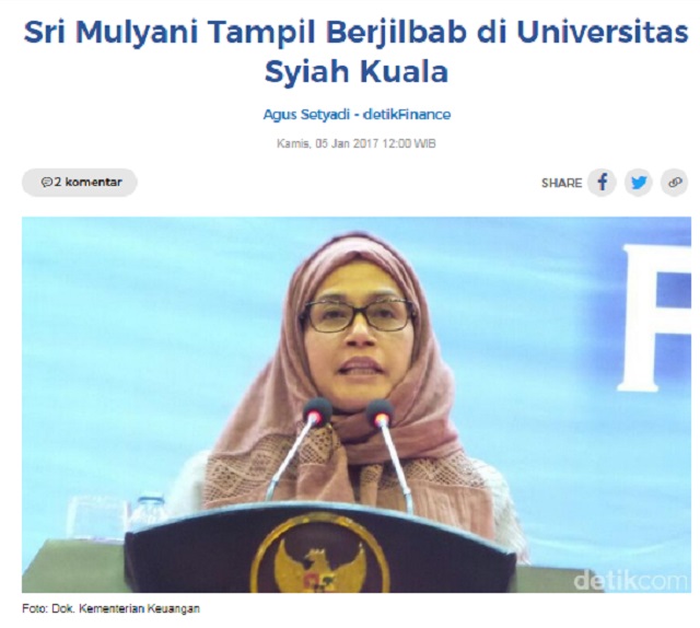 [Cek Fakta] Foto Sri Mulyani Berhijab Kode Pilkada sudah Dekat? Ini Faktanya