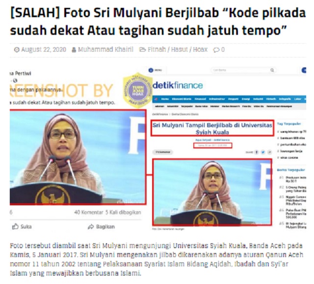 [Cek Fakta] Foto Sri Mulyani Berhijab Kode Pilkada sudah Dekat? Ini Faktanya