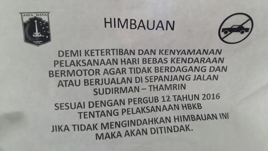 Pedagang Kaki Lima Diimbau Tak Berjualan di Jalur CFD