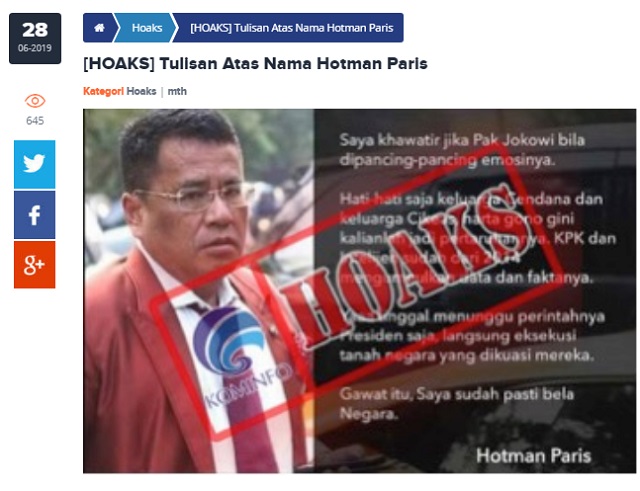 [Cek Fakta] Hotman Paris Minta Keluarga Cendana dan Cikeas Berhati-hati? Ini Faktanya