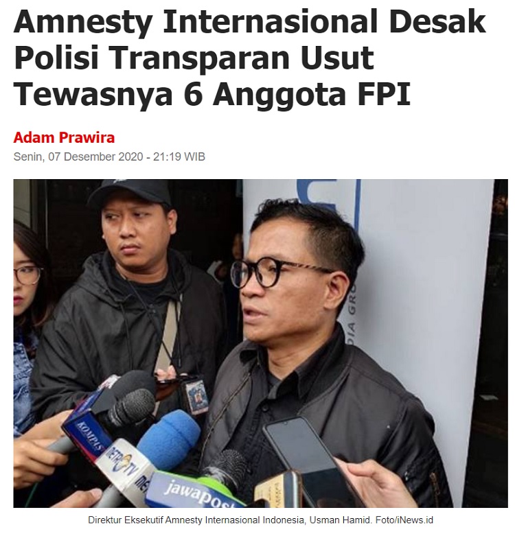 [Cek Fakta] Forum HAM Internasional Menyidik Kasus Tewasnya Anggota FPI? Ini Faktanya