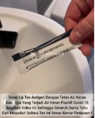 [Cek Fakta] Alat Swab Antigen Ditetes Air Menunjukan Positif Covid-19? Ini Faktanya