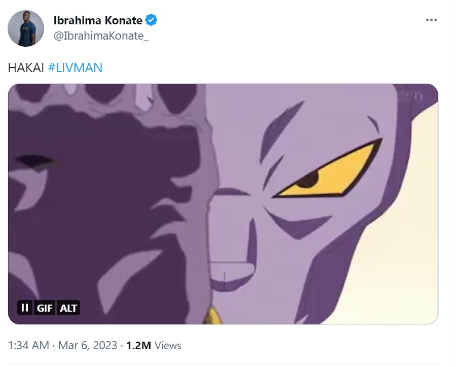 Ibrahima Konate Unggah Jurus Penghancur Dragon Ball Usai Liverpool Bantai Manchester United