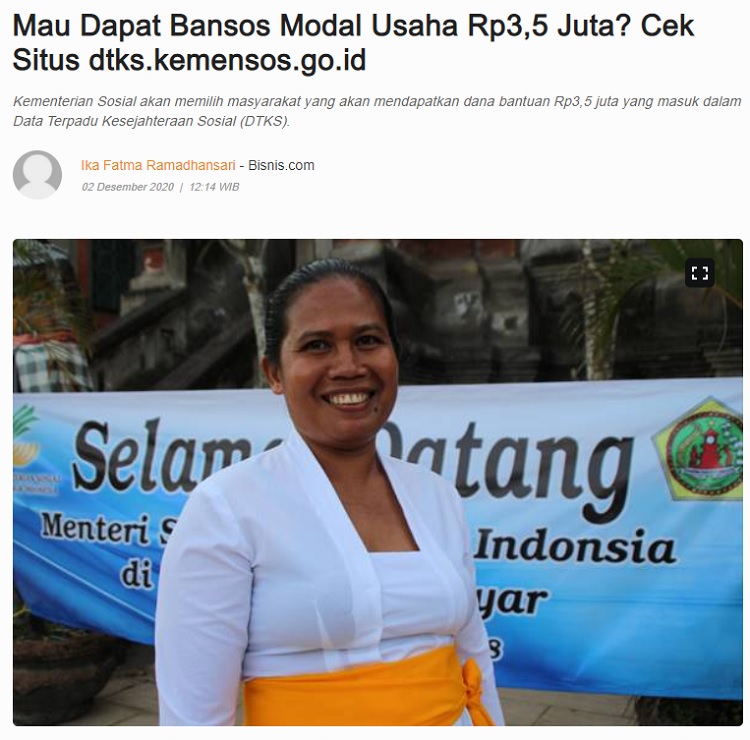 [Cek Fakta] Pemilik KTP-el Dapat Bantuan Tunai Rp3,5 Juta? Ini Faktanya