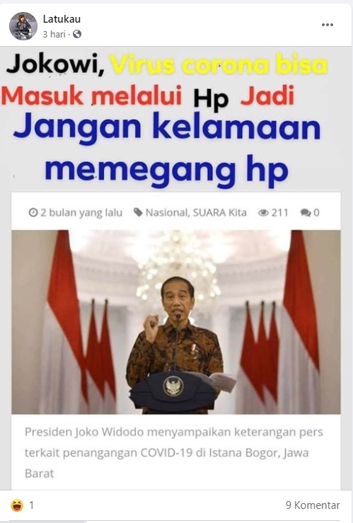[Cek Fakta]  Jokowi Sebut Virus Korona  Bisa  Masuk Melalui HP? Simak Faktanya