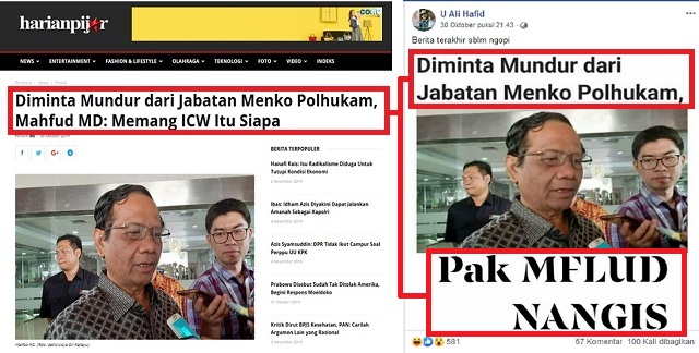 Mahfud MD Menangis Diminta Mundur dari Jabatan Menko Polhukam? Ini Faktanya