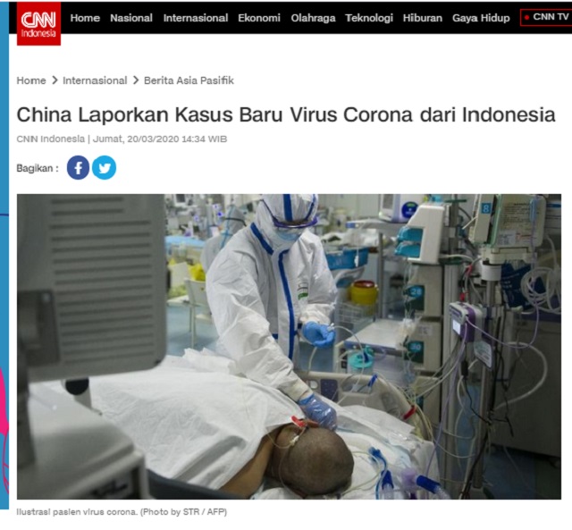 [Cek Fakta] Tak Ada Satupun Warga Tiongkok Terkena Virus Korona di Indonesia? Ini Faktanya