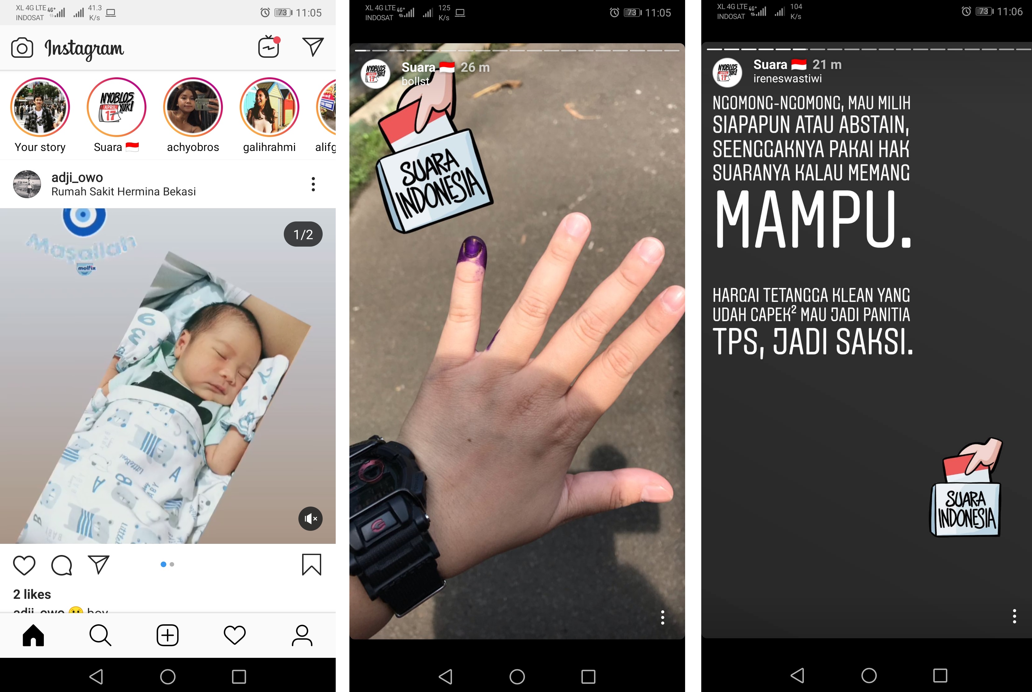 Instagram Kurasi Stories Pengguna Stiker Pemilu 2019