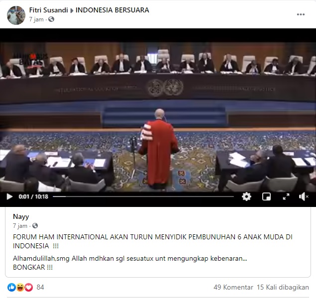 [Cek Fakta] Forum HAM Internasional Menyidik Kasus Tewasnya Anggota FPI? Ini Faktanya