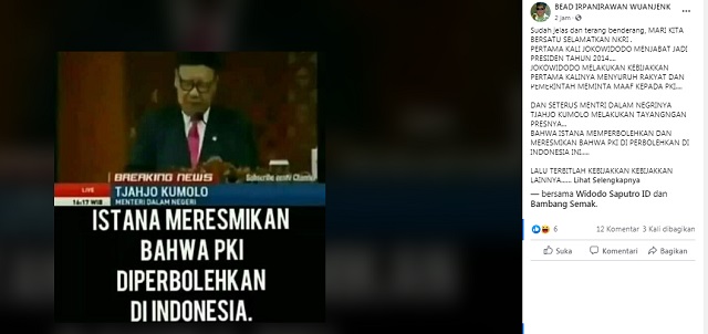 [Cek Fakta] Lagi, Beredar Hoaks Istana Resmikan PKI Diperbolehkan di Indonesia