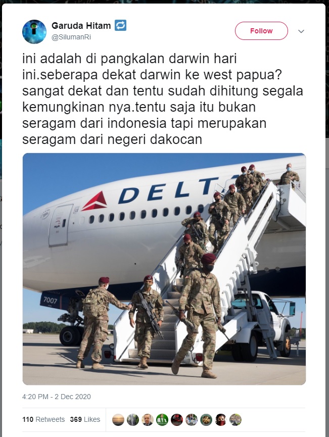 [Cek Fakta] Foto Pasukan Tentara Asing Bertolak ke Papua Barat? Ini Faktanya