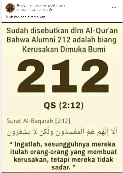 [Cek Fakta] Alumni 212 Sudah Disebutkan Dalam Ayat Alquran? Ini Faktanya