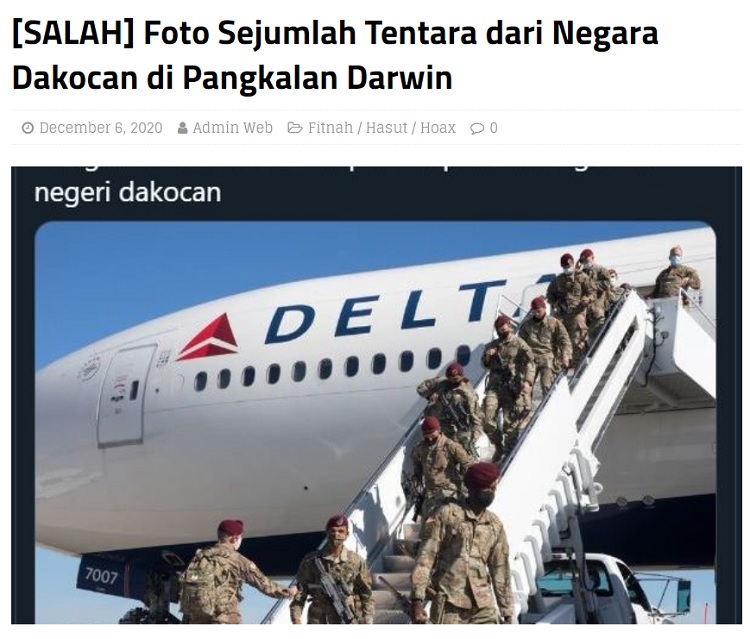 [Cek Fakta] Foto Pasukan Tentara Asing Bertolak ke Papua Barat? Ini Faktanya