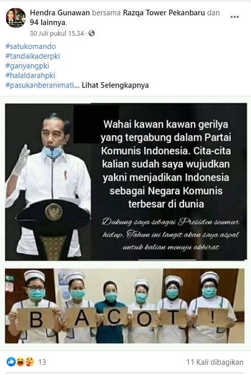 [Cek Fakta] Jokowi Sebut Telah Menjadikan Indonesia Negera Komunis Terbesar di Dunia? Ini Faktanya
