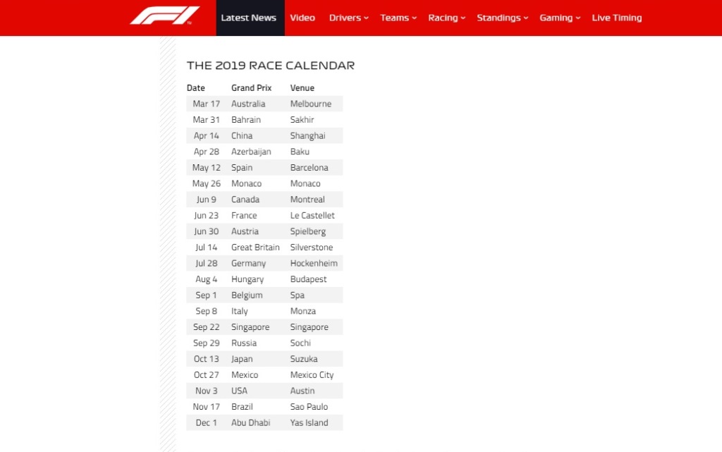 jadwal f1 mexico