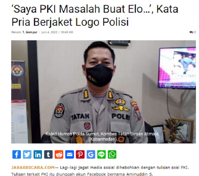 [Cek Fakta] Pria Berjaket Logo Polisi Mengaku jadi Anggota PKI? Ini Faktanya