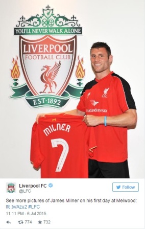Diberi Nomor 7, Milner Ingin Ikuti Jejak Suarez dan Keegan