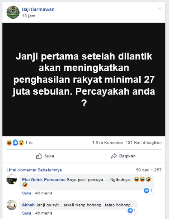 Janji Jokowi Setelah Dilantik Meningkatkan Penghasilan Rakyat Rp27 Juta Sebulan?