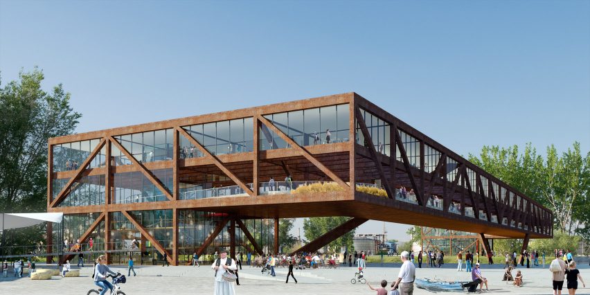Desain Jembatan dengan Hotel dan Kantor di Atasnya