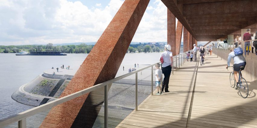 Desain Jembatan dengan Hotel dan Kantor di Atasnya