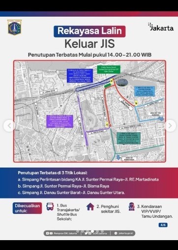 Hari Ini <i>Grand Launching</i> JIS, Perhatikan Rekayasa Lalu Lintas Berikut!