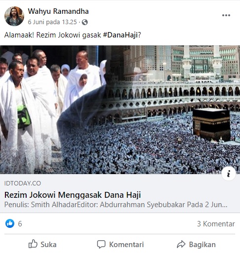 [Cek Fakta] Rezim Jokowi Menggasak Dana Haji Hoaks,Ini Faktanya