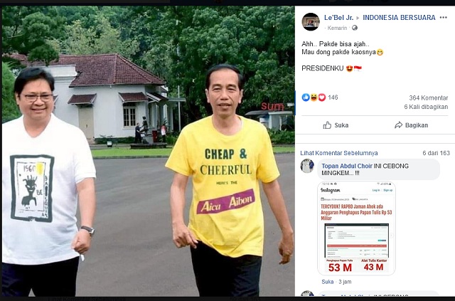Sindir Anies, Jokowi Pakai Kaos Bertuliskan 'Aibon' ? Ini Faktanya