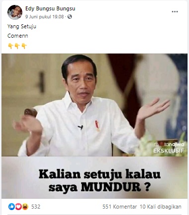 [Cek Fakta] Benarkah Jokowi Membuat Pernyataan Akan Mundur sebagai Presiden? Cek Faktanya