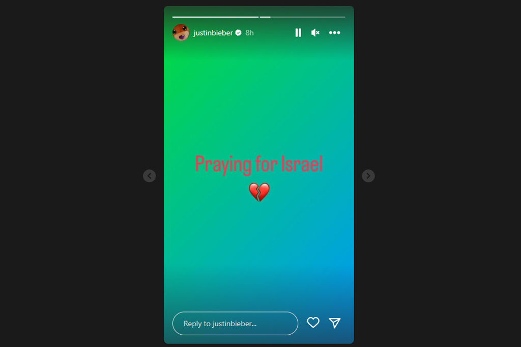 Justin Bieber Sebarkan Pesan Pray for Israel