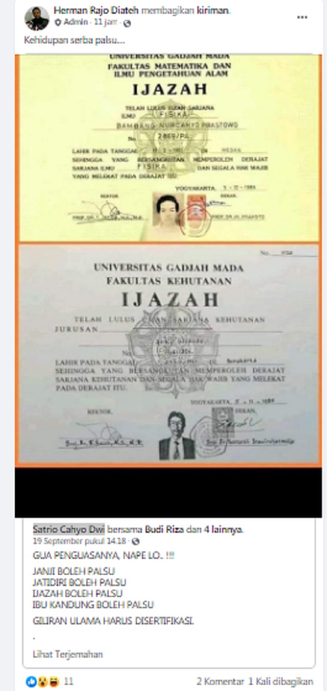 Foto Ijazah Ugm Atas Nama Jokowi Palsu Ini Faktanya
