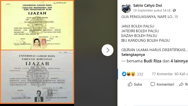 Foto Ijazah Ugm Atas Nama Jokowi Palsu Ini Faktanya