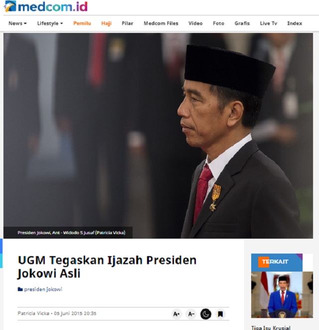 [Cek Fakta] Foto Ijazah S1 UGM Jokowi Palsu? Ini Faktanya