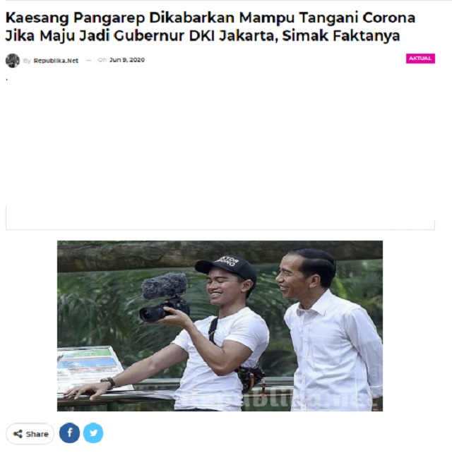 [Cek Fakta] Kaesang Mampu Tangani Virus Korona jika Menjadi Gubernur DKI Jakarta? Ini Faktanya