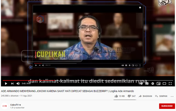 [Cek Fakta] Muncul Video Ade Armando Serang dan Seolah Ingin Menumbangkan Presiden Jokowi? Ini Faktanya