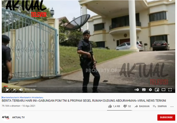 [Cek Fakta] Video Rumah Dudung Disegel Gabungan POM TNI dan PROPAM? Ini Faktanya